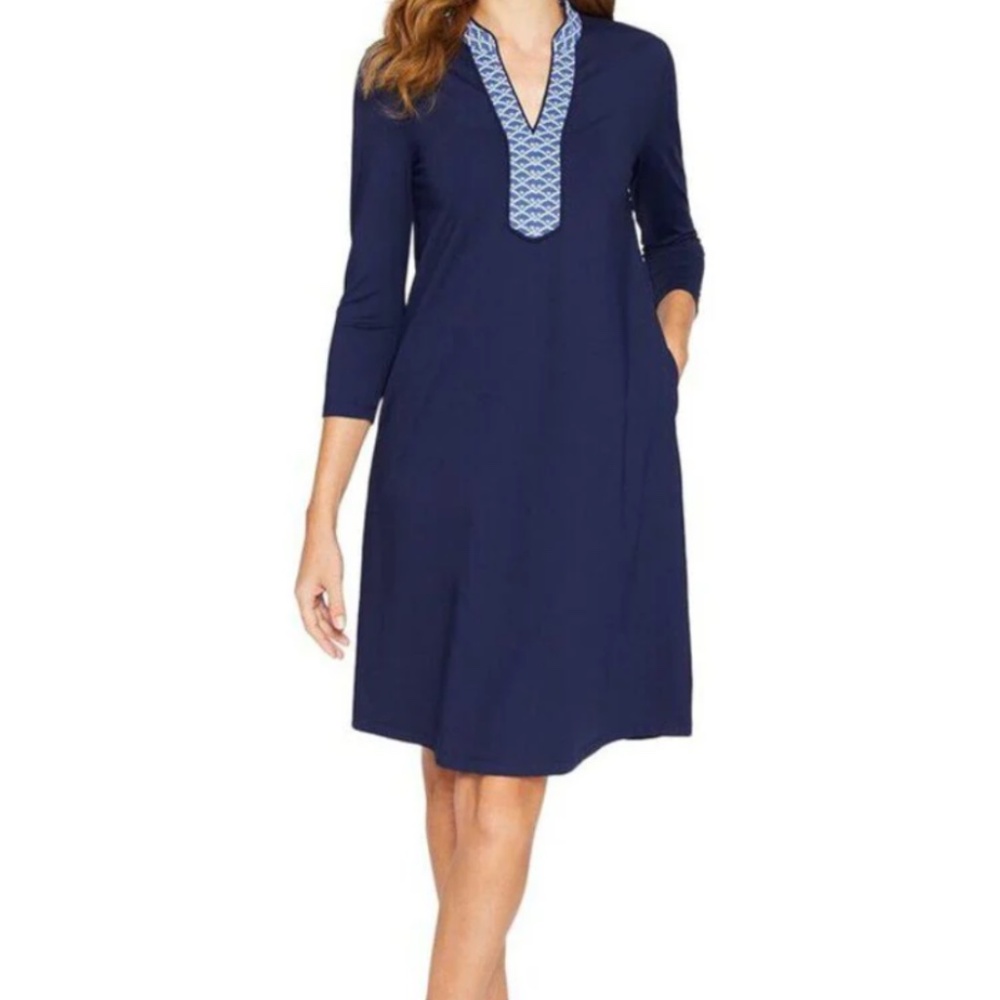 J.McLaughlin Carmine Dress Navy Small NWT POCKETS Catalina Cloth